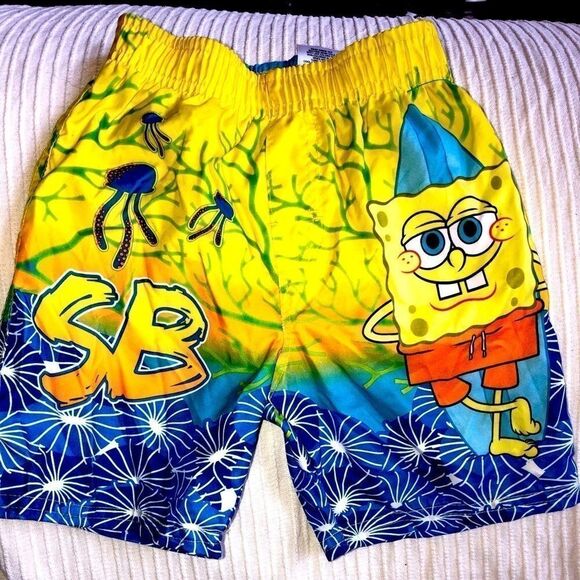 𝅺nwot Boys 24M Nickelodeon Sponge Bob Swim Shorts - Picture 1 of 5
